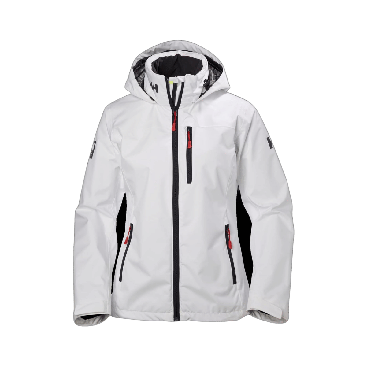 HELLY HANSEN WOMEN'S CREW HOODED JACKET - WHITE, FRONT ANGLE, SM, MD, LG, XL