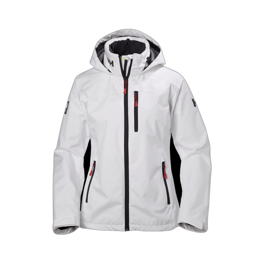 HELLY HANSEN WOMEN'S CREW HOODED JACKET - WHITE, FRONT ANGLE, SM, MD, LG, XL