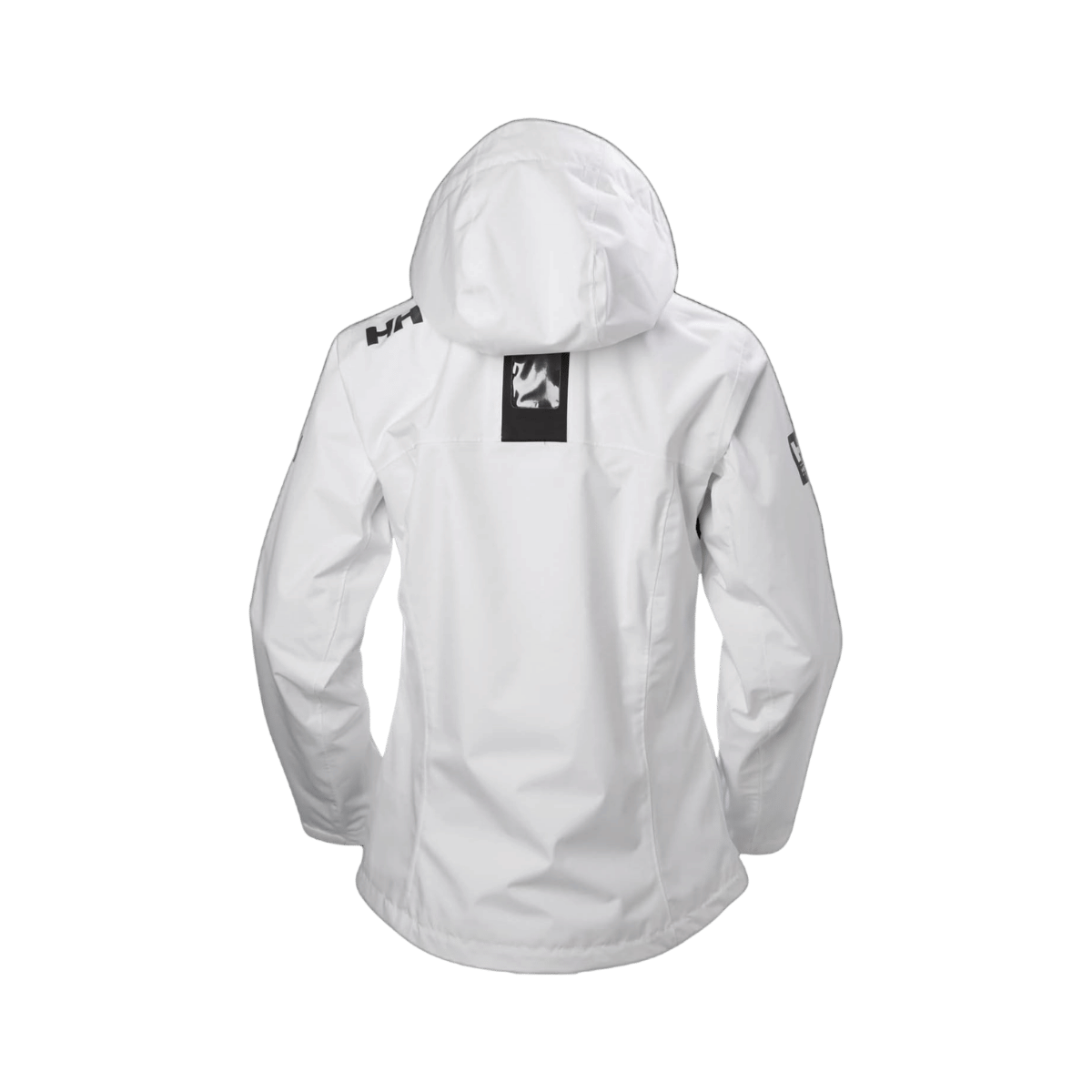 HELLY HANSEN WOMEN'S CREW HOODED JACKET - WHITE, BACK ANGLE, SM, MD, LG, XL