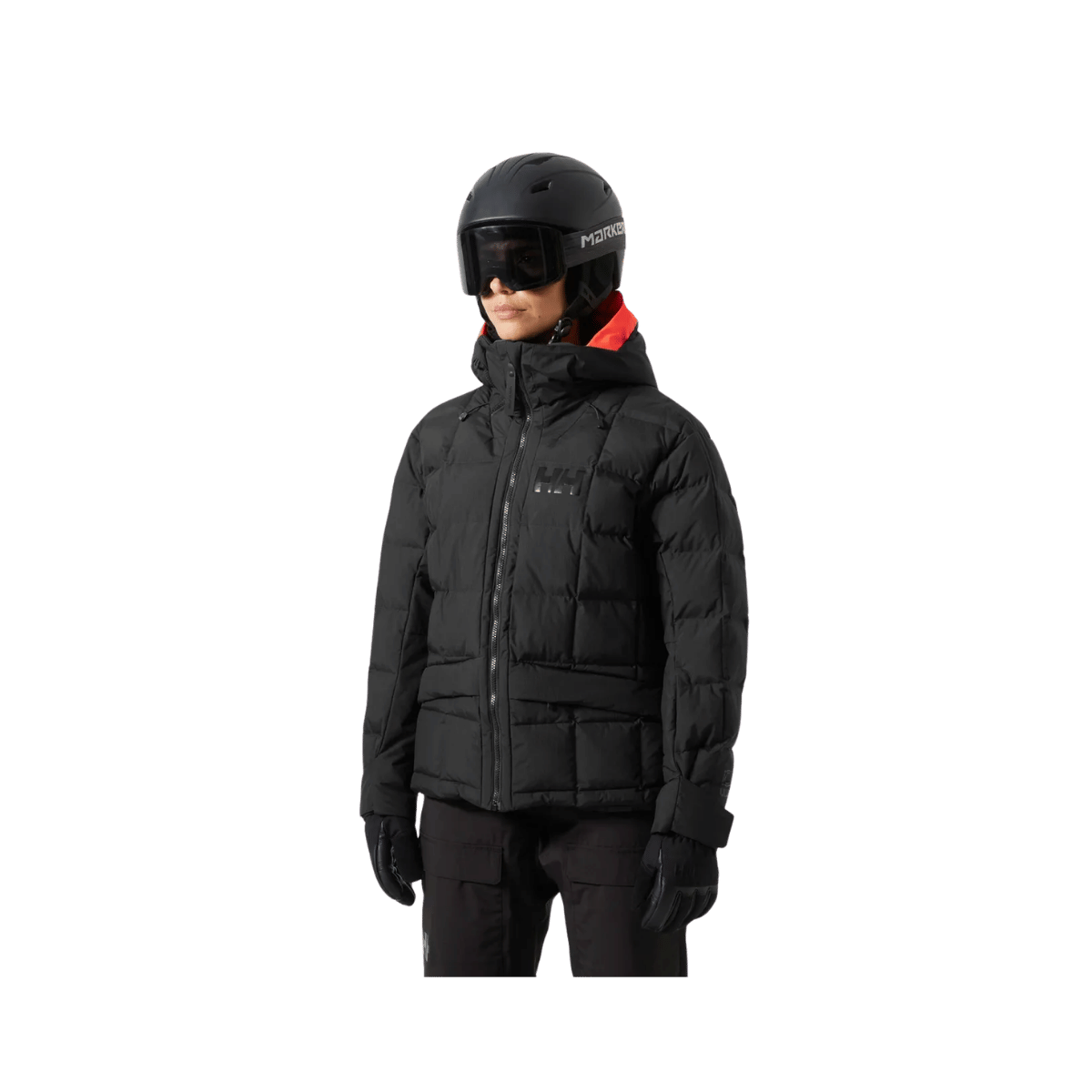 HELLY HANSEN WOMEN'S EMIKO RIDABLE PUFFY JACKET - BLACK, FRONT ANGLE, SM, MD, LG, XL