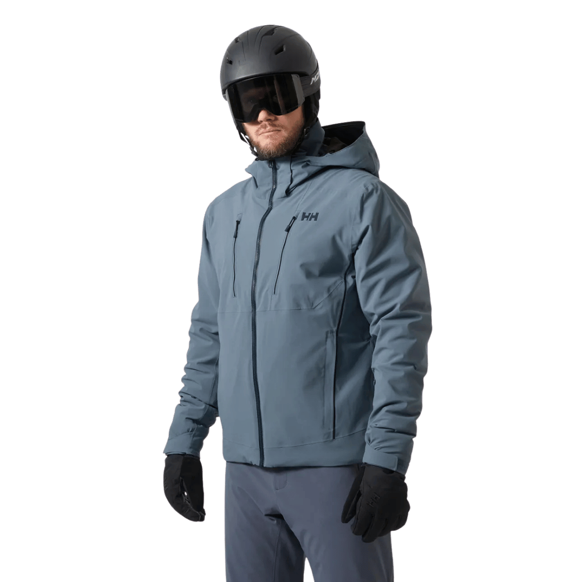 HELLY HANSEN ALPHA 4.0 MENS INSULATED SKI JACKET - WASHED NAVY_FRONT ANGLE MODEL