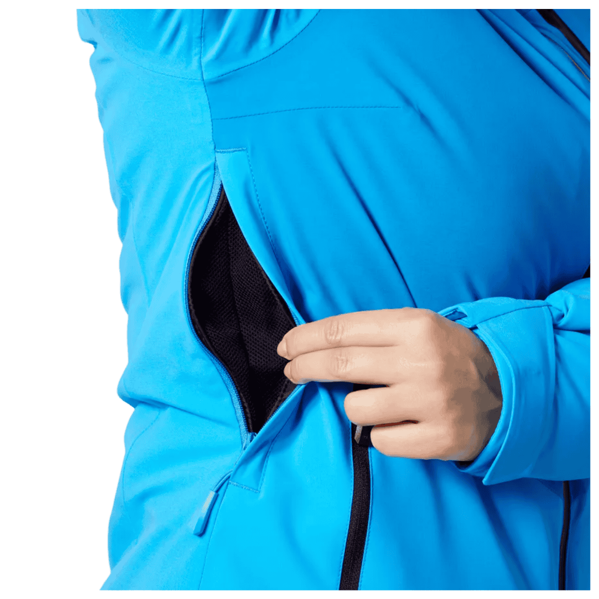 HELLY HANSEN WOMEN'S ALPHELIA INSULATED SKI JACKET - NEPTUNE BLUE - RIGHT SIDE POCKET