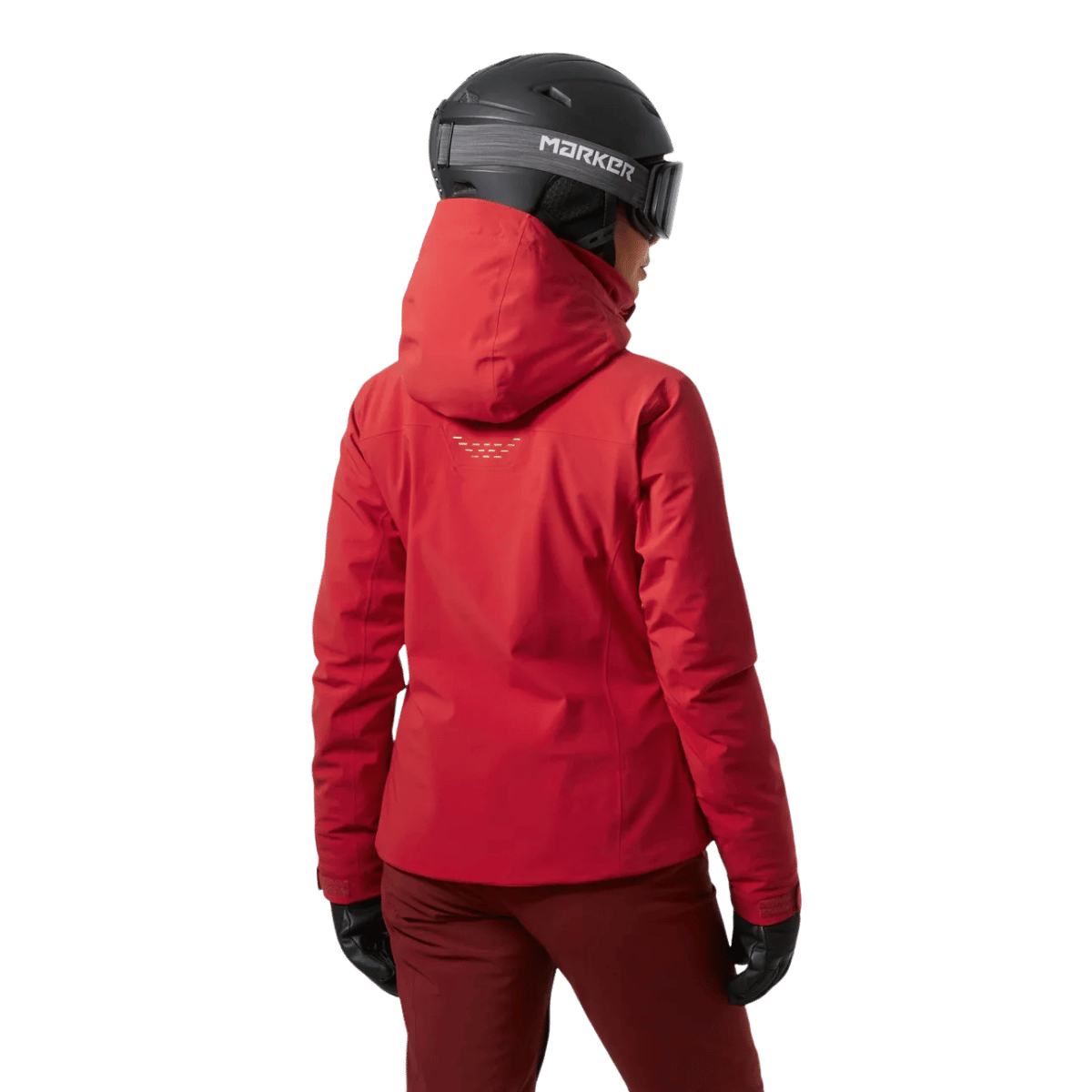 HELLY HANSEN ALPHELIA LIFALOFT SKI JACKET - RED_MODEL BACK ANGLE