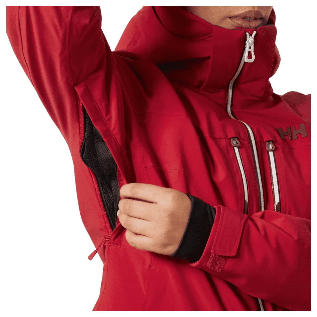 HELLY HANSEN ALPHELIA LIFALOFT WOMENS SKI JACKET - RED - ARM ZIP