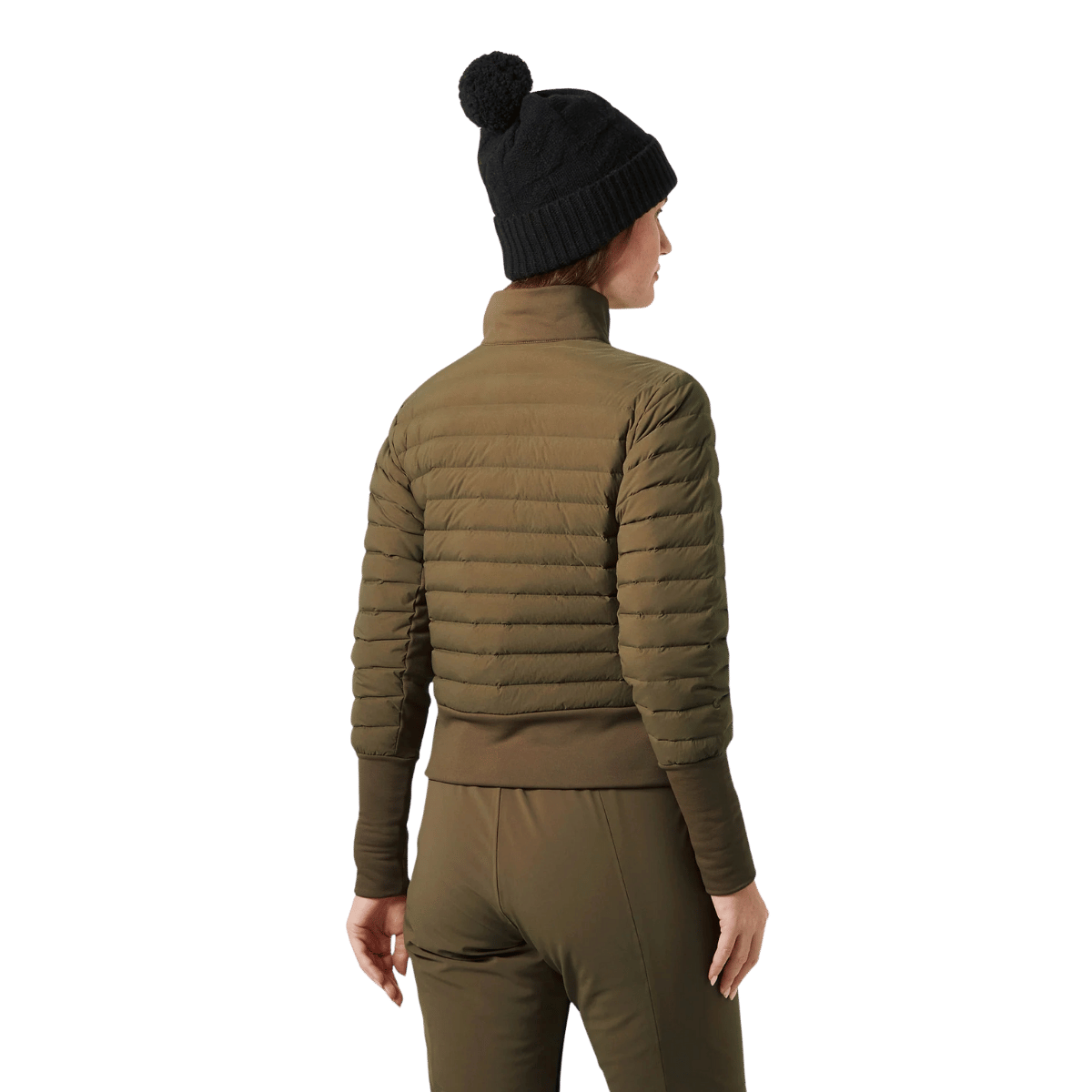 HELLY HANSEN AVANTI DOWN MIDLAYER JACKET WOMENS - SEPIA_BACK ANGLE MODEL