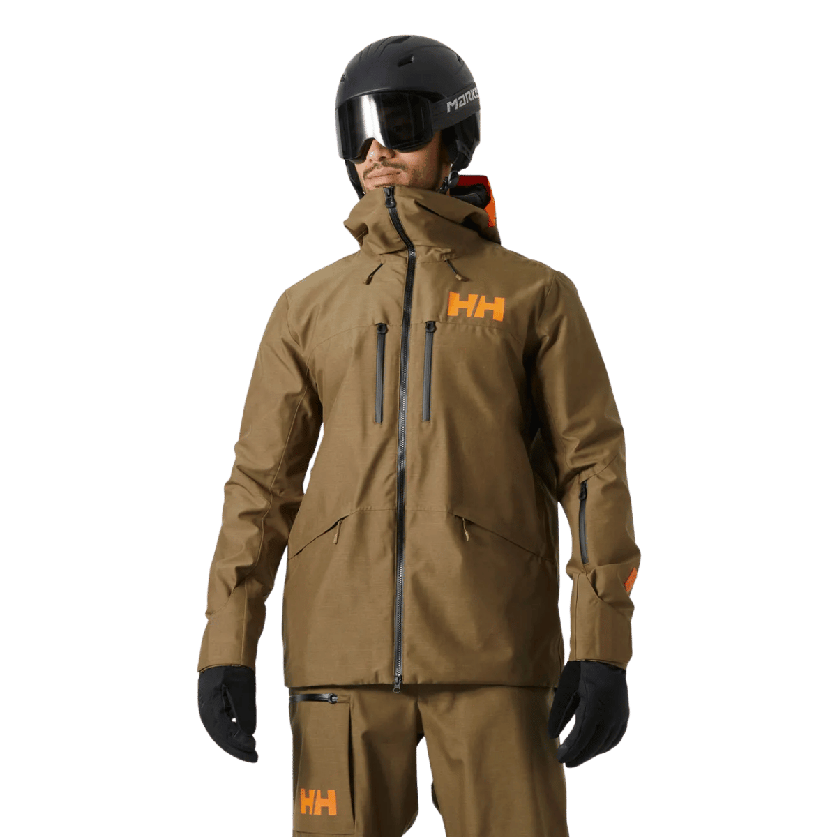 HELLY HANSEN GARIBALDI 2.0 MENS INSULATED SKI JACKET - SEPIA_FRONT ANGLE MODEL