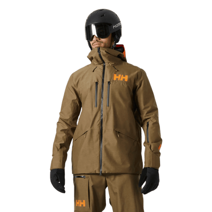 HELLY HANSEN GARIBALDI 2.0 MENS INSULATED SKI JACKET - SEPIA_FRONT ANGLE MODEL
