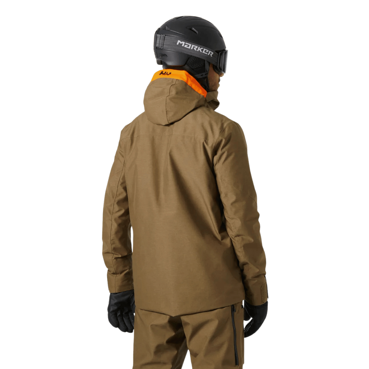 HELLY HANSEN GARIBALDI 2.0 MENS INSULATED SKI JACKET - SEPIA_BACK ANGLE MODEL