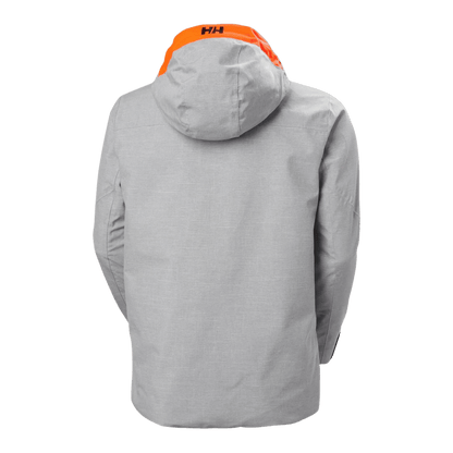 HELLY HANSEN GARIBALDI 2.0 MENS INSULATED SKI JACKET - GREY MELANG_BACK ANGLE