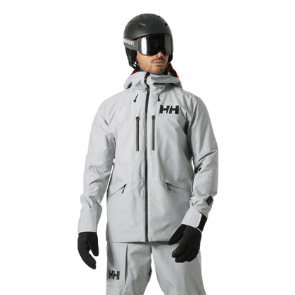 HELLY HANSEN GARIBALDI 2.0 MENS INSULATED SKI JACKET - GREY MELANG_FRONT ANGLE MODEL