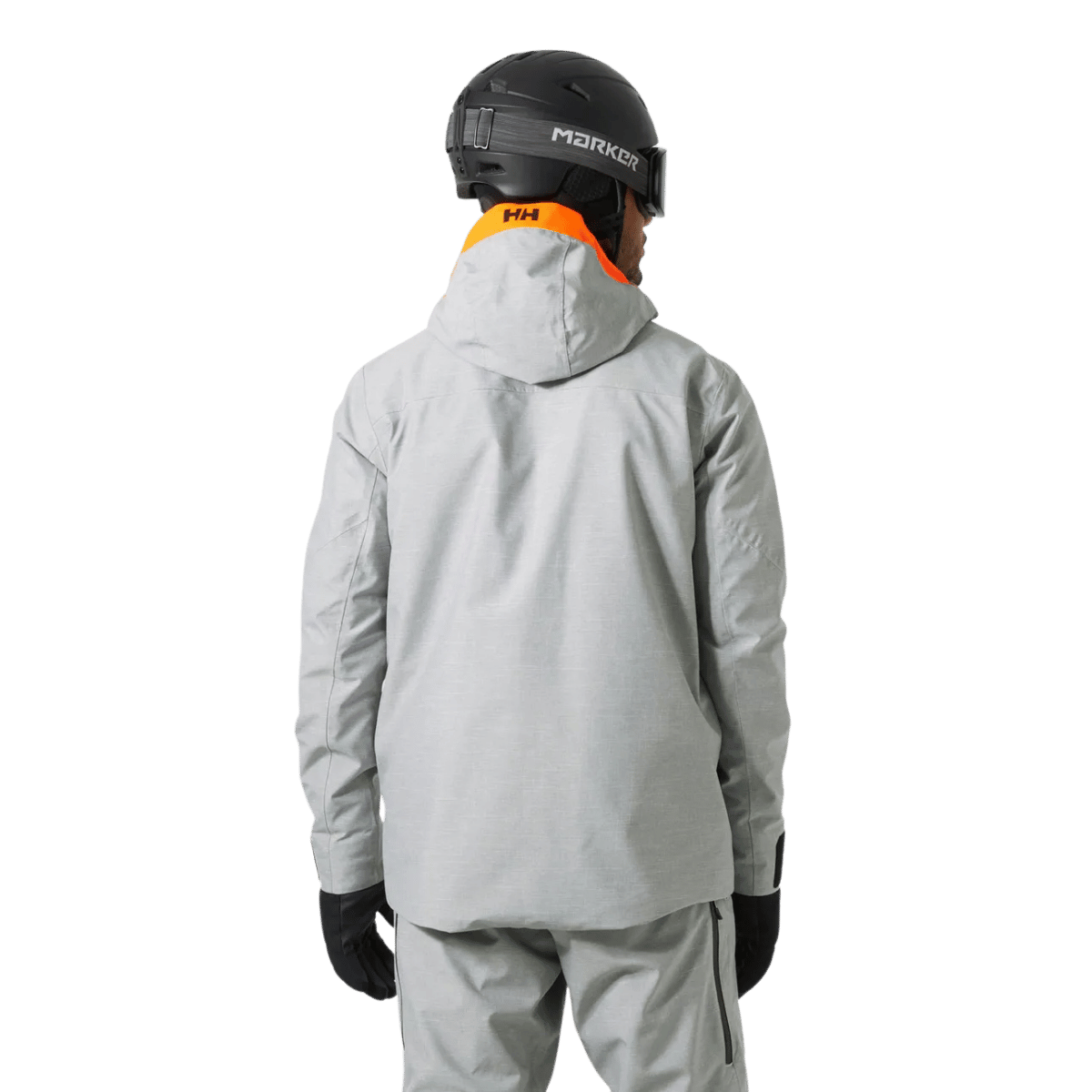 HELLY HANSEN GARIBALDI 2.0 MENS INSULATED SKI JACKET - GREY MELANG_BACK ANGLE MODEL