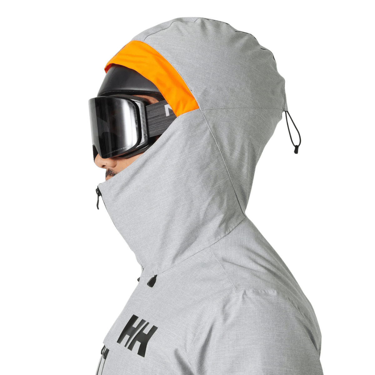 HELLY HANSEN GARIBALDI 2.0 MENS INSULATED SKI JACKET - GREY MELANG_HEAD SIDE ANGLE