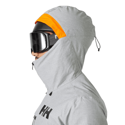 HELLY HANSEN GARIBALDI 2.0 MENS INSULATED SKI JACKET - GREY MELANG_HEAD SIDE ANGLE