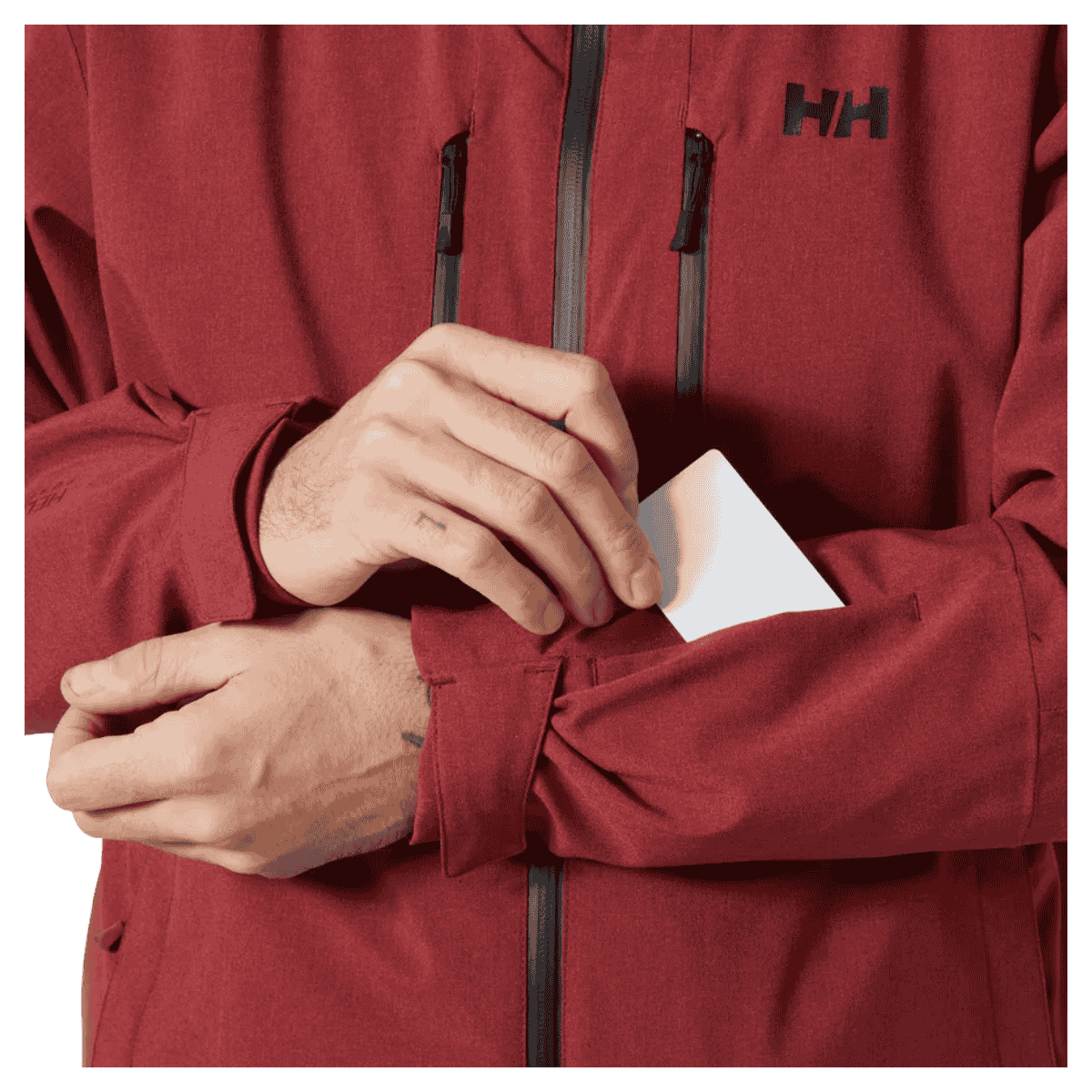 HELLY HANSEN MEN'S JUNIPER 3.0 SKI JACKET - MARS RED - ARM POCKET