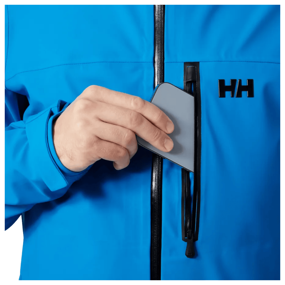 HELLY HANSEN MEN'S SWIFT 3L SHELL INSULATED SKI JACKET - NEPTUNE BLUE - CHEST POCKET