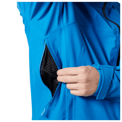 HELLY HANSEN MEN'S SWIFT 3L SHELL INSULATED SKI JACKET - NEPTUNE BLUE - ARM ZIP POCKET