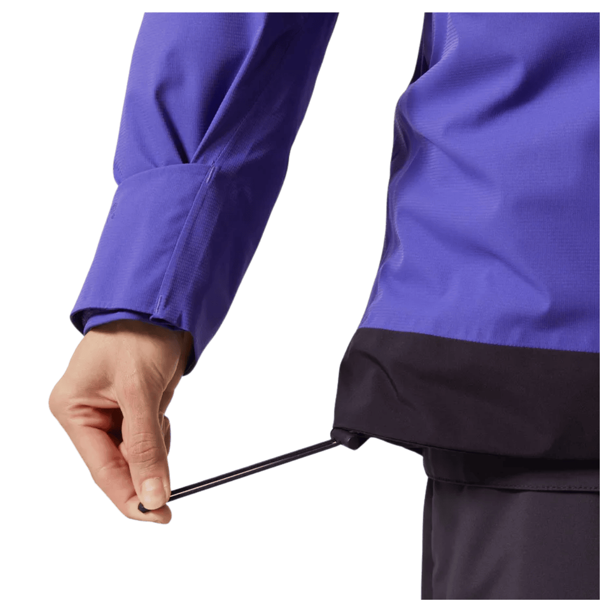 HELLY HANSEN WOMEN'S POWCHASER ASYMMETRIC SKI JACKET - BLACK GRAPE - ADJUSTMENT