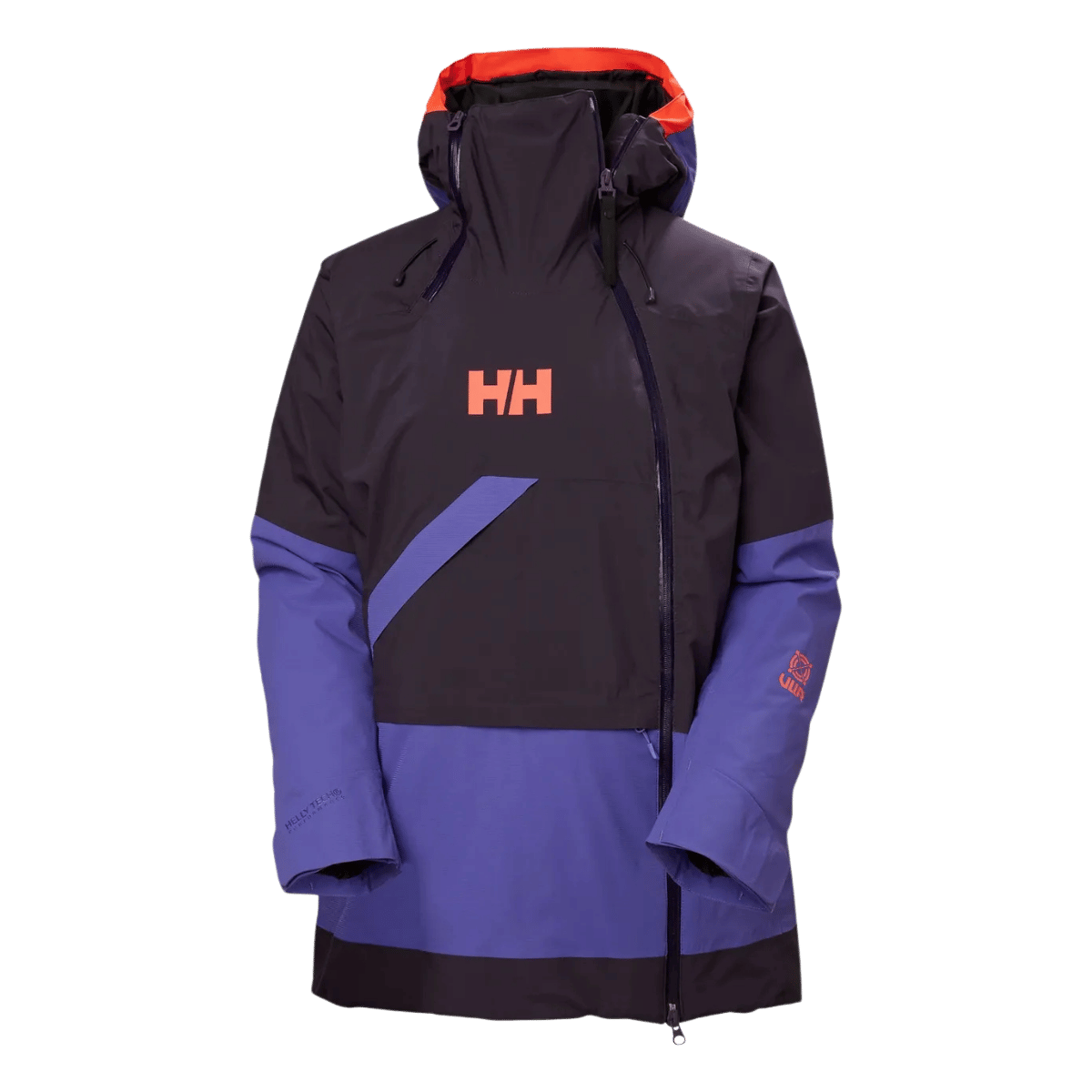 HELLY HANSEN POWCHASER WOMENS ASYMMETRIC SKI JACKET - BLACK GRAPE