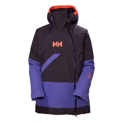 HELLY HANSEN POWCHASER WOMENS ASYMMETRIC SKI JACKET - BLACK GRAPE