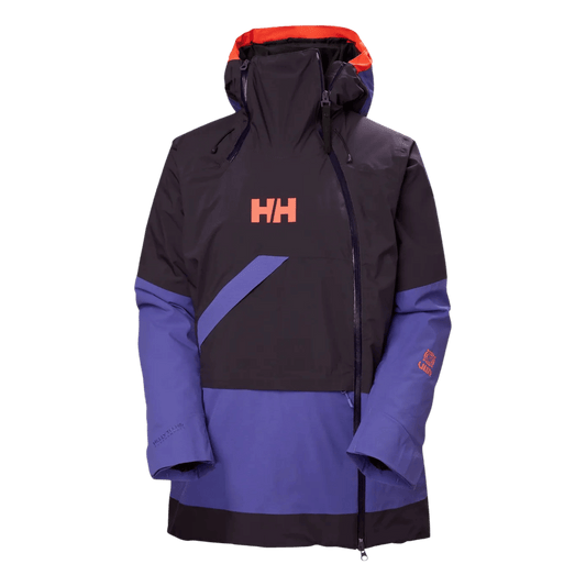 HELLY HANSEN POWCHASER WOMENS ASYMMETRIC SKI JACKET - BLACK GRAPE