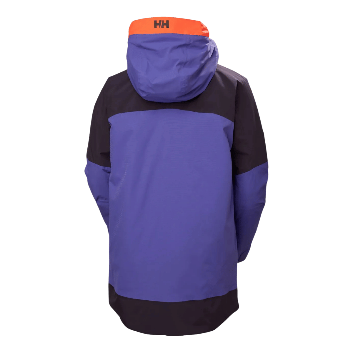 HELLY HANSEN POWCHASER WOMENS ASYMMETRIC SKI JACKET - BLACK GRAPE_BACK ANGLE