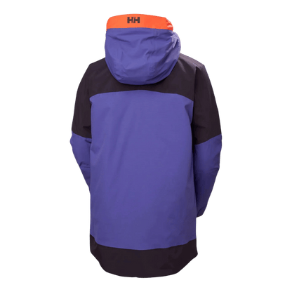 HELLY HANSEN POWCHASER WOMENS ASYMMETRIC SKI JACKET - BLACK GRAPE_BACK ANGLE