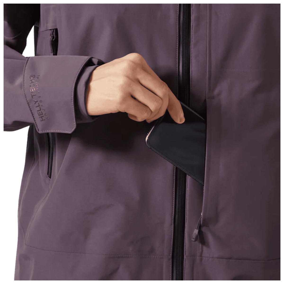 HELLY HANSEN WOMEN'S SOGN SHELL INSULATED SKI JACKET - SMOKED PURPLE - LEFT POCKET