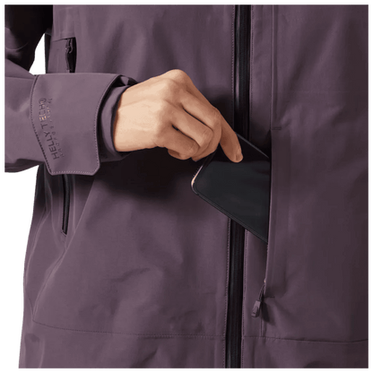 HELLY HANSEN WOMEN'S SOGN SHELL INSULATED SKI JACKET - SMOKED PURPLE - LEFT POCKET
