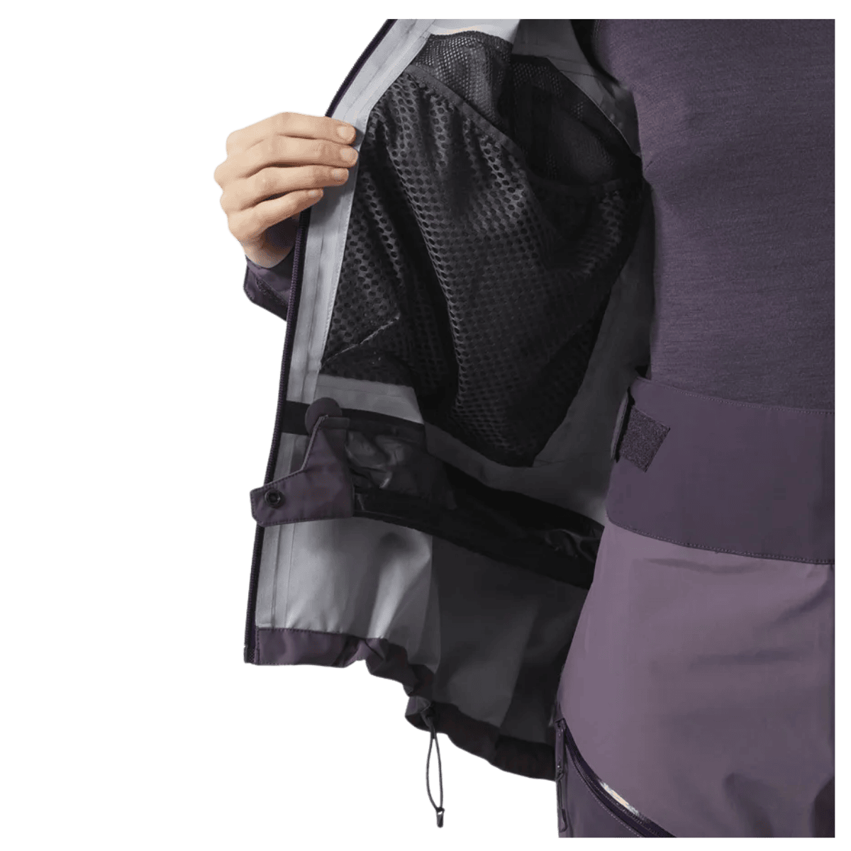 HELLY HANSEN WOMEN'S SOGN SHELL INSULATED SKI JACKET - SMOKED PURPLE - RIGHT INSIDE POCKET