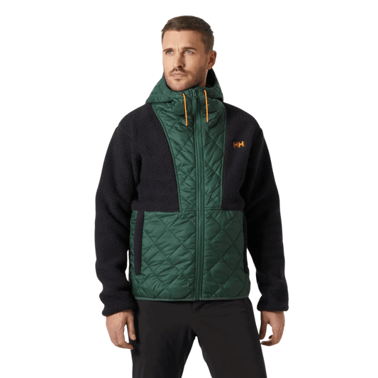 HELLY HANSEN STOWE HOODED HYBRID INSULATED JACKET MENS - JUNGLE GREEN_MAIN IMAGE