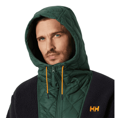 HELLY HANSEN MEN'S STOWE HOODED HYBRID INSULATED JACKET - JUNGLE GREEN_CLOSER LOOK