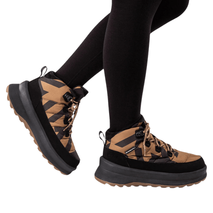 HELLY HANSEN WINTER BLISS BOOT HT WOMENS - SEPIA HOUNDTOOTH_SIDE ANGLE MODEL