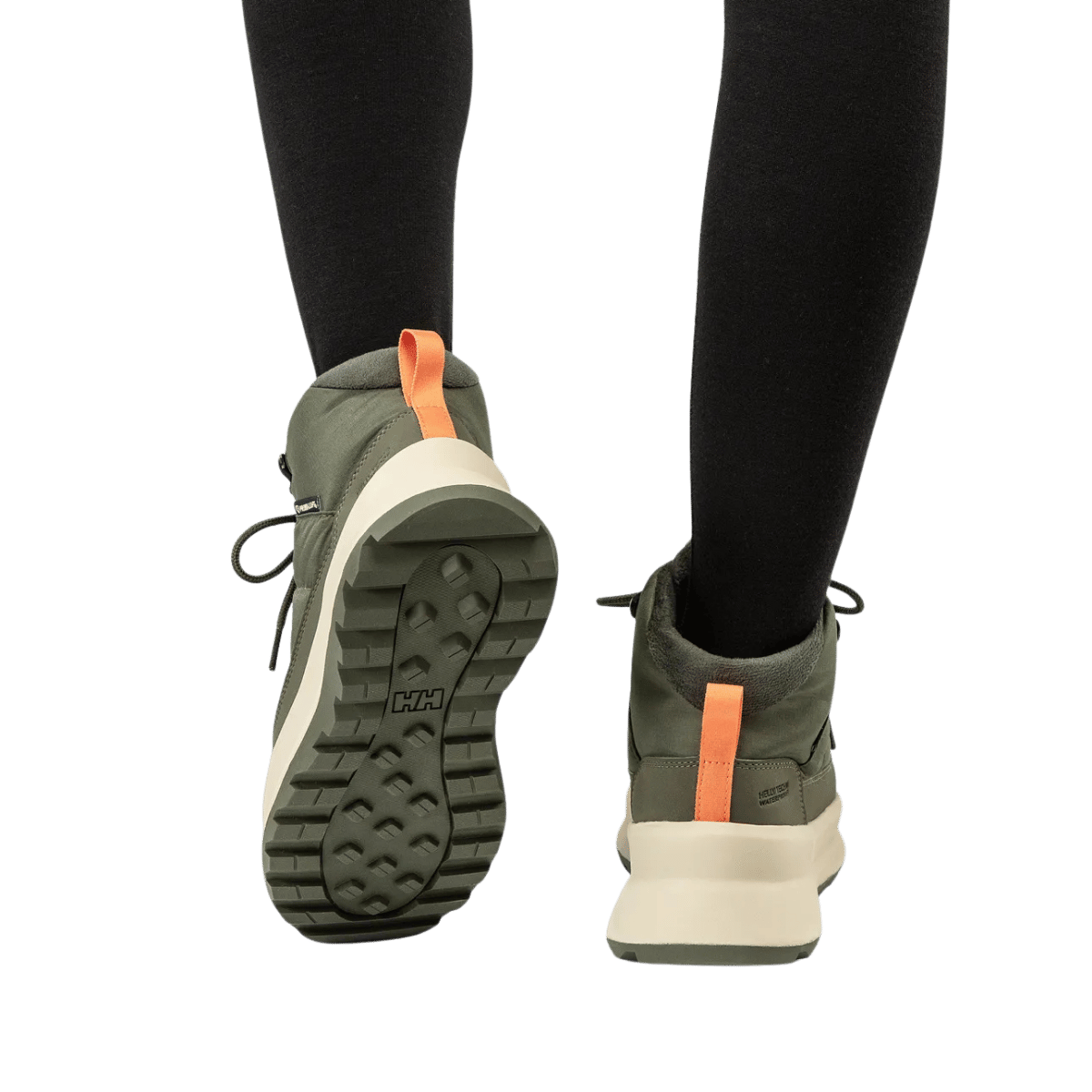 HELLY HANSEN WINTER BLISS BOOT HT WOMENS - UTILITY GREEN_BACK ANGLE MODEL