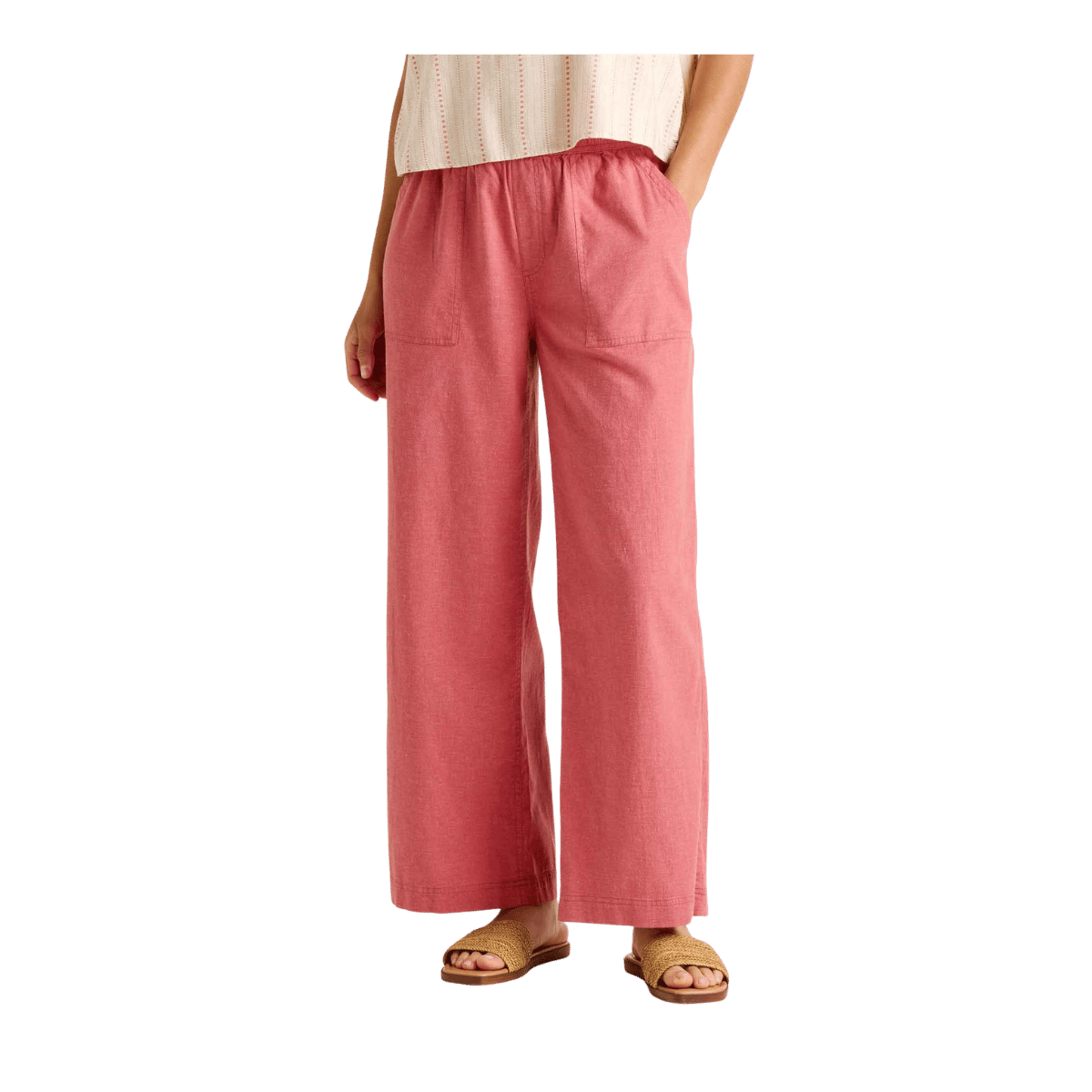 TOAD + CO WOMEN'S TAJ HEMP WIDE LEG PANT - DUSTY CEDAR - FRONT VIEW