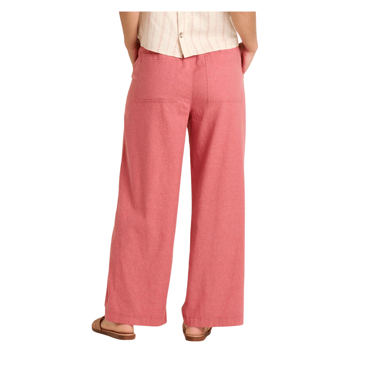 TOAD + CO WOMEN'S TAJ HEMP WIDE LEG PANT - DUSTY CEDAR - BACK VIEW
