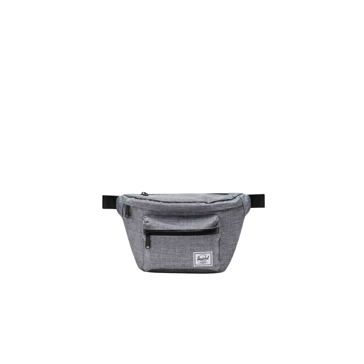 HERSCHEL SUPPLY CO POP QUIZ HIP PACK RAVEN CROSSHATCH, FRONT ANGLE