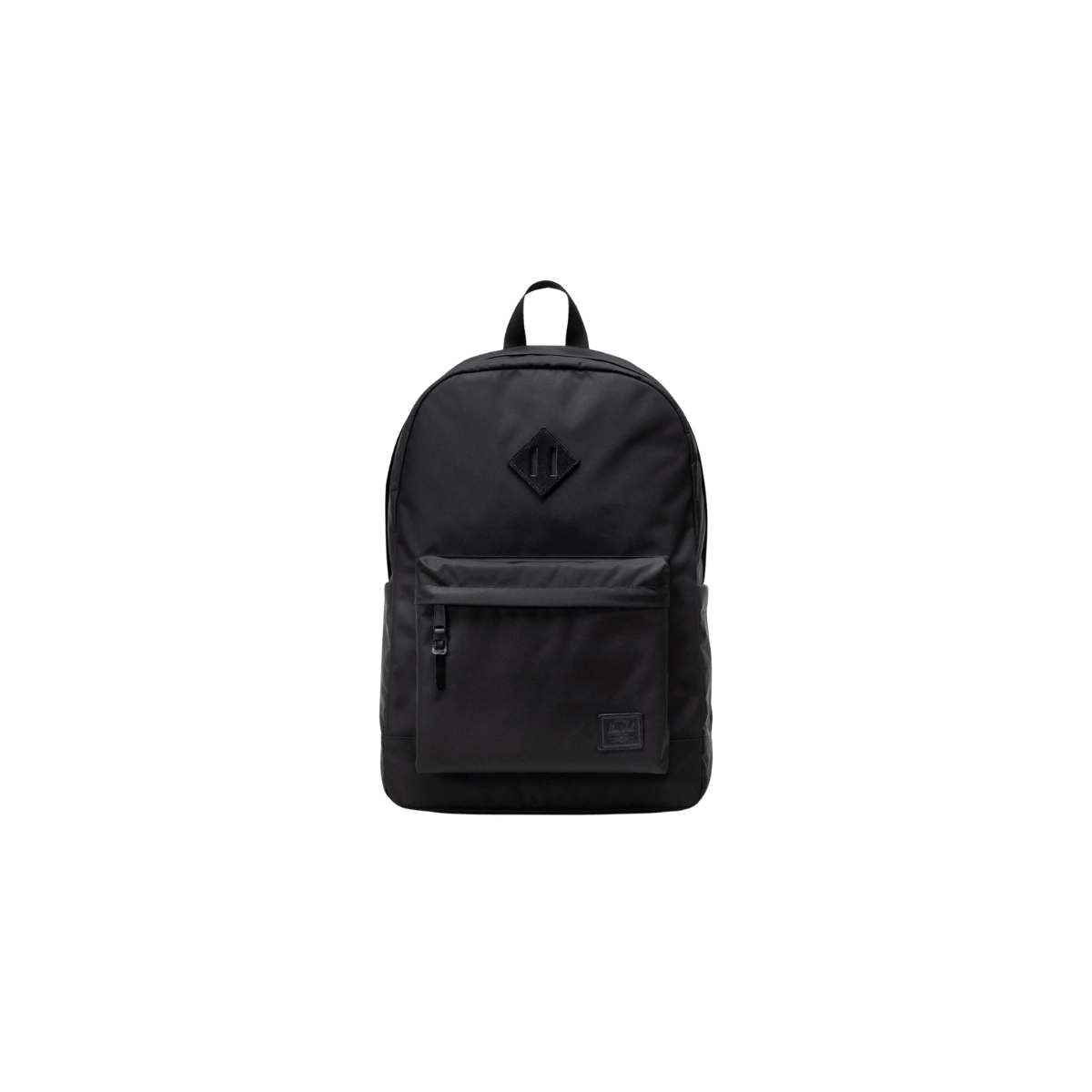 HERSCHEL SUPPLY CO HERITAGE BACKPACK 24L PREMIUM CLASSIC, BLACK, FRONT ANGLE, LOGO