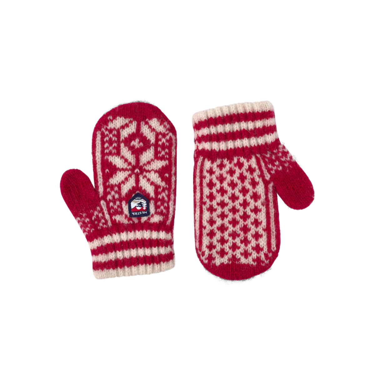 HESTRA K NORDIC MITT RED OFF WHITE
