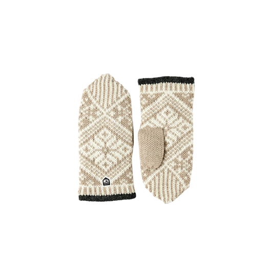 HESTRA W NORDIC WOOL MITT BEIGE OF WHITE