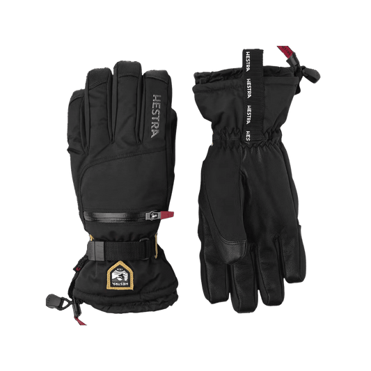HESTRA MEN'S ALL MOUNTAIN CZONE GLOVE - BLACK - FRONT/BACK VIEW