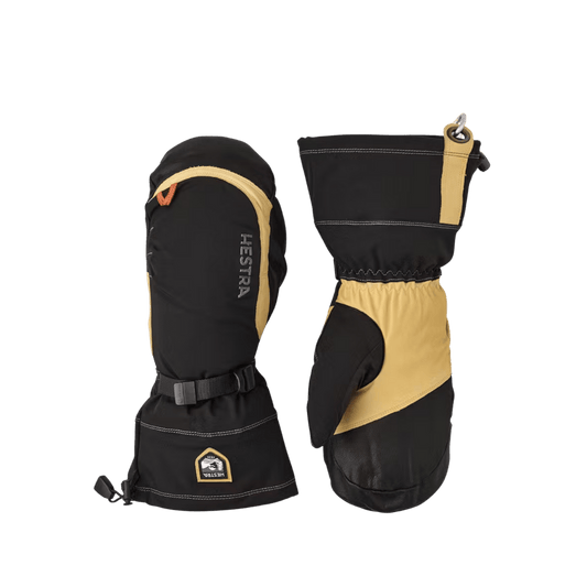 HESTRA ARMY LEATHER EXPEDITION MITT - BLACK/LIGHT BROWN - FRONT/BACK VIEW