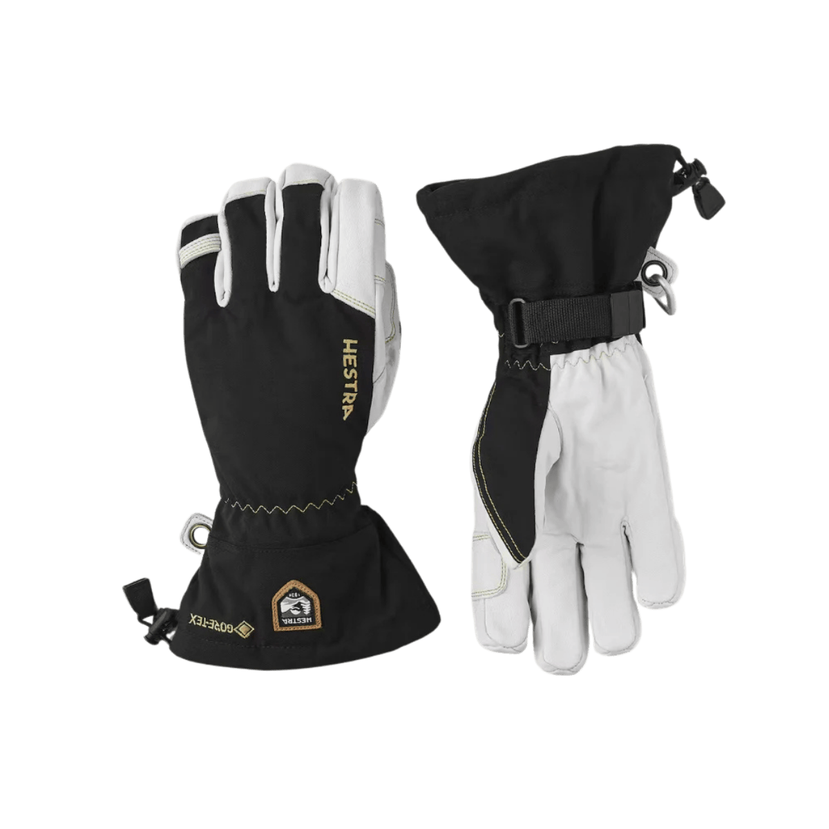 HESTRA ARMY LEATHER GORE-TEX GLOVE  - BLACK- FRONT/BACK VIEW