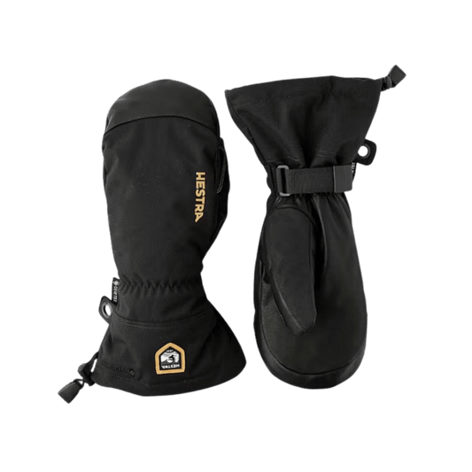 HESTRA MEN'S ARMY LEATHER GORE-TEX MITT - BLACK - FRONT/BLACK VIEW