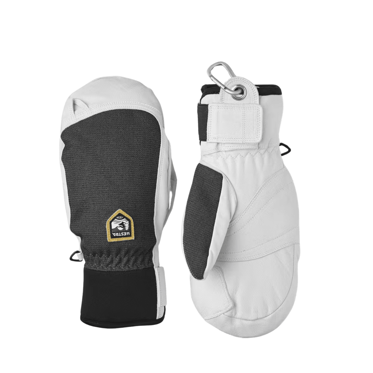 HESTRA ARMY LEATHER PATROL MITT - CHARCOAL - FRONT/BACK VIEW