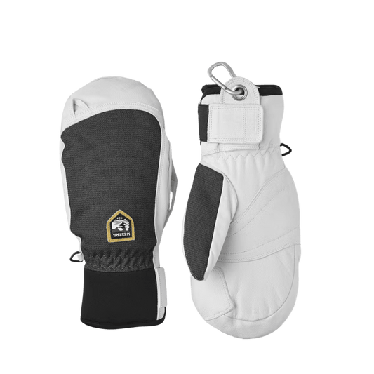 HESTRA ARMY LEATHER PATROL MITT - CHARCOAL - FRONT/BACK VIEW