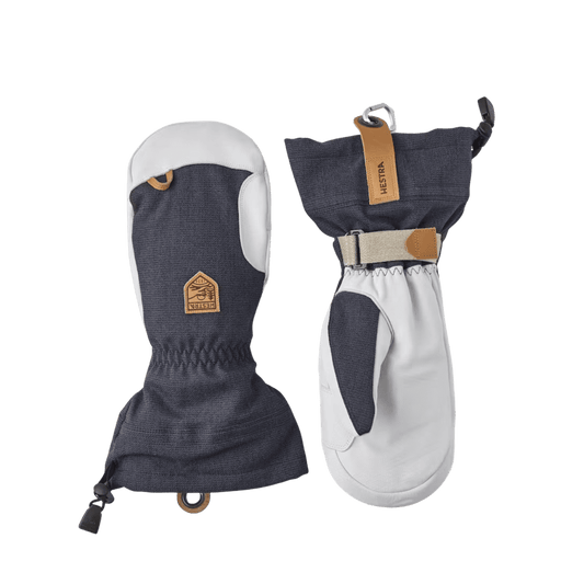 HESTRA ARMY LEATHER PATROL GAUNTLET MITT - NAVY - FRONT/BACK VIEW