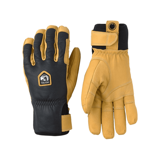 HESTRA MEN'S ERGO GRIP INCLINE GLOVES - GREY/NATURAL YELLOW - FRONT/BACK VIEW
