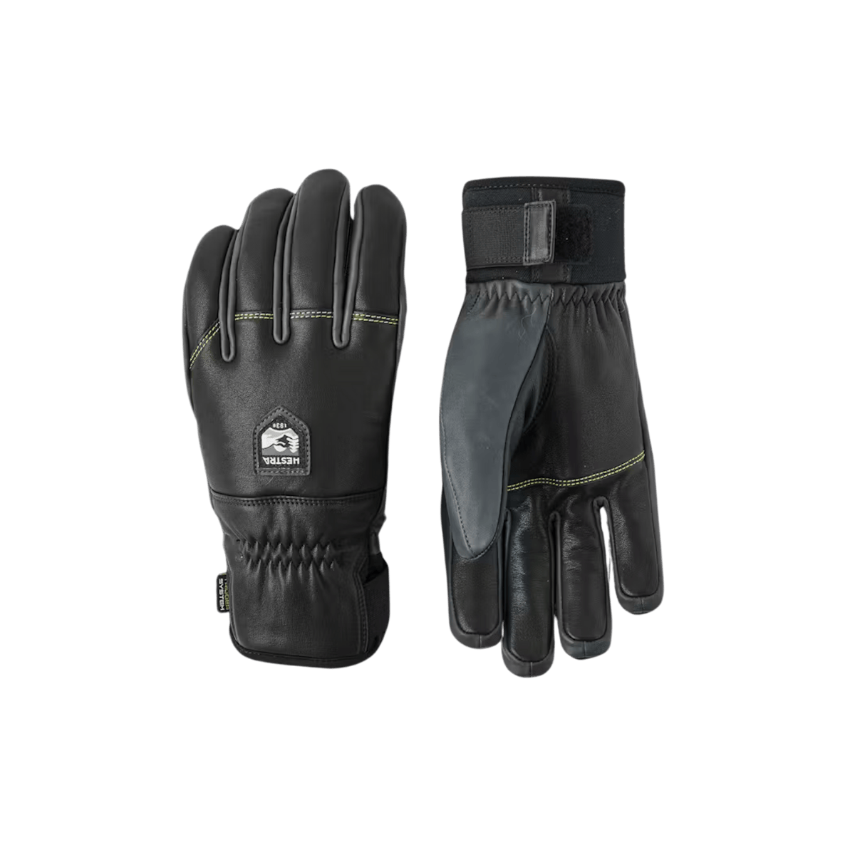 HESTRA OMNI TRIGGER 5-FINGER GLOVE -BLACK/GREY - FRONT/BACK VIEW