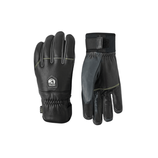 HESTRA OMNI TRIGGER 5-FINGER GLOVE -BLACK/GREY - FRONT/BACK VIEW