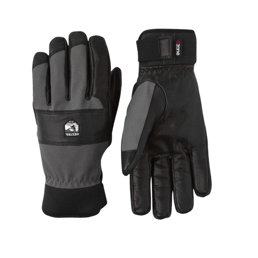 HESTRA MEN'S VERNUM SPRING GLOVE - GREY/BLACK - FRONT/BACK VIEW